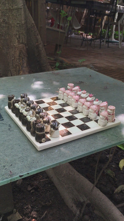 Ceramic Hamster Chess Set - Nghich Dat - Clay Play